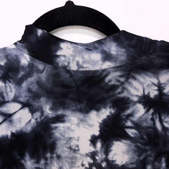 Revolve H:ours Monroe Mesh Bodysuit Black Tie Dye size XS Snap Button - Picture 4 of 13